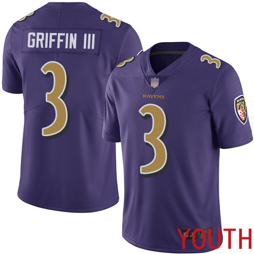 Baltimore Ravens Limited Purple Youth Robert Griffin III Jersey NFL Football #3 Rush Vapor Untouchable->youth nfl jersey->Youth Jersey